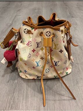 Louis Vuitton x Takashi Murakami White Multicolore Canvas Petit Noé